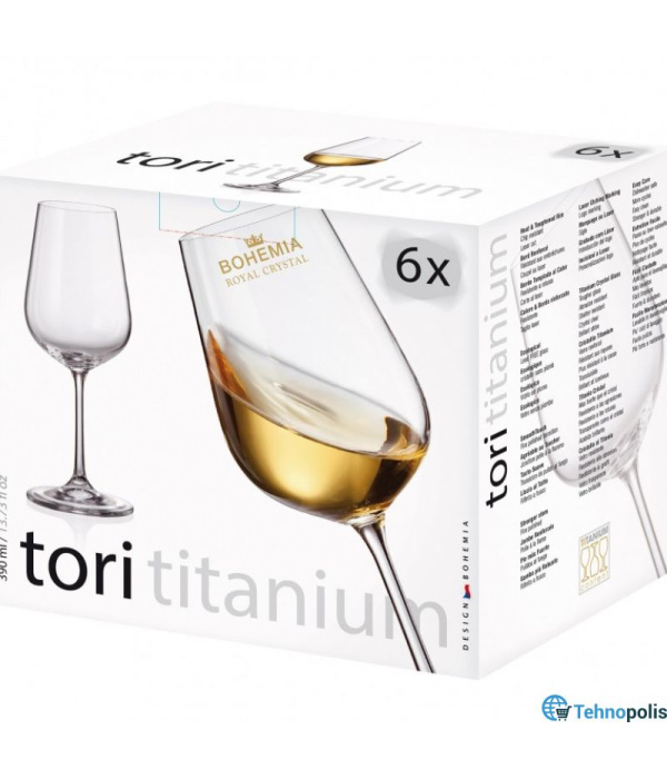 Сет 6 чаши за бело вино Bohemia Tori 390 ml