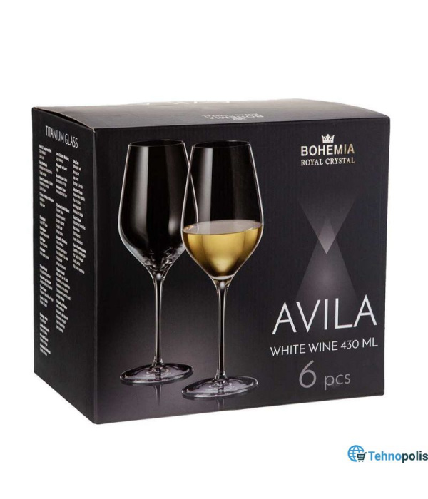 Сет 6 чаши за бело вино Bohemia Avila 430 ml