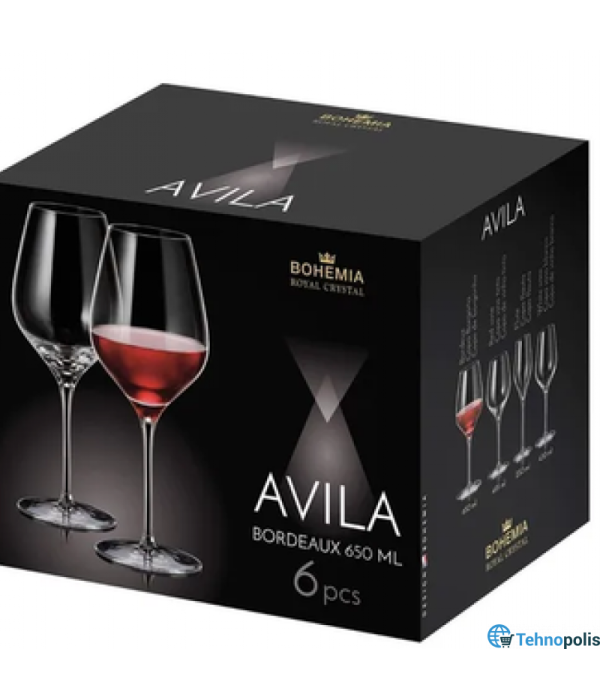 Сет 6 чаши за вино Bohemia AVILA 650ml bordeaux