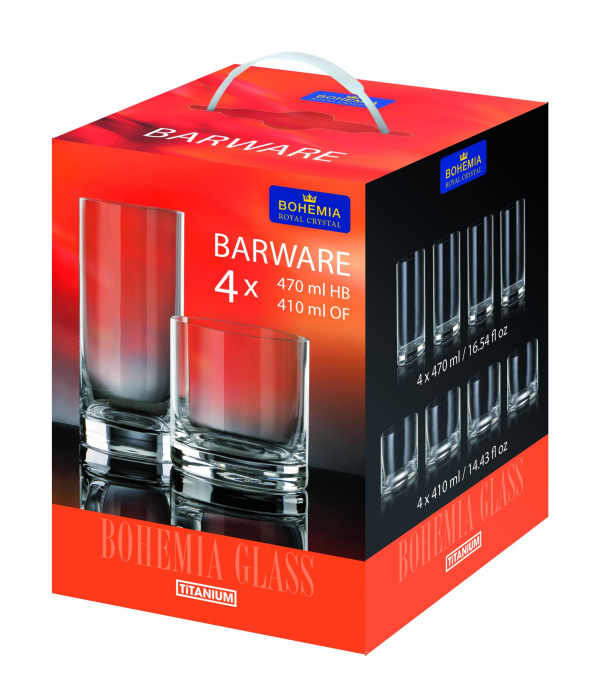 Barware сет Bohemia 4+4 (410ml+470ml)