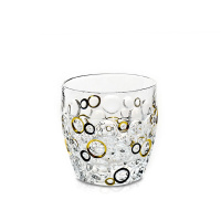 Сет 6 Чаши за виски Bohemia 1845 Lisboa Gold and Black Circles 350ml