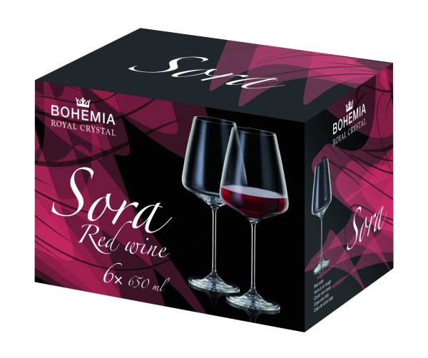 Сет 6 чаши за вино Bohemia Sora 1SJ30/650ml